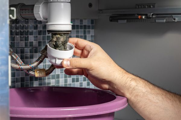 Blockage in the pipes cause dishwasher drain hose not draining