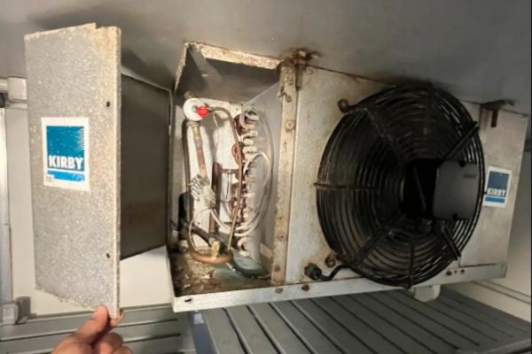 Cool room evaporator unit opened for inspection during repair in Sydney