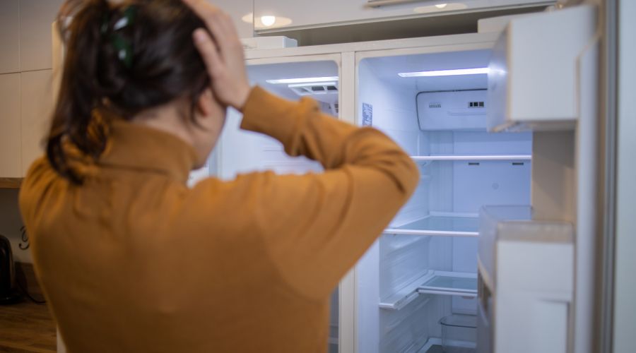 A woman having a problem with her freezer not freezing properly