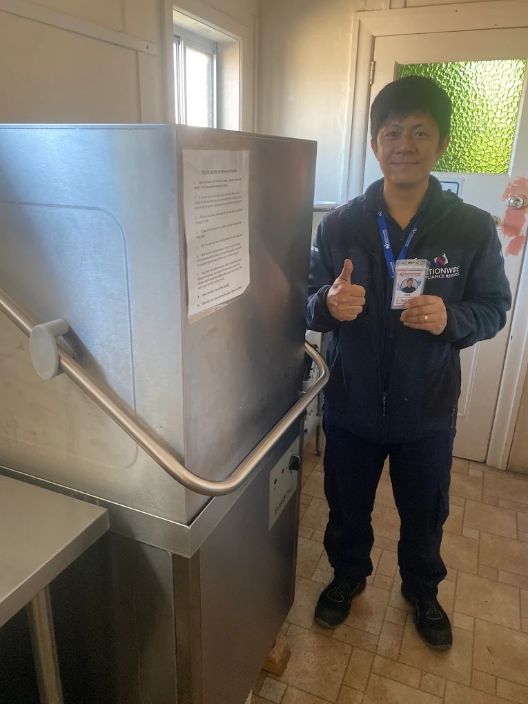 commercial pass-through (hood-type) dishwasher